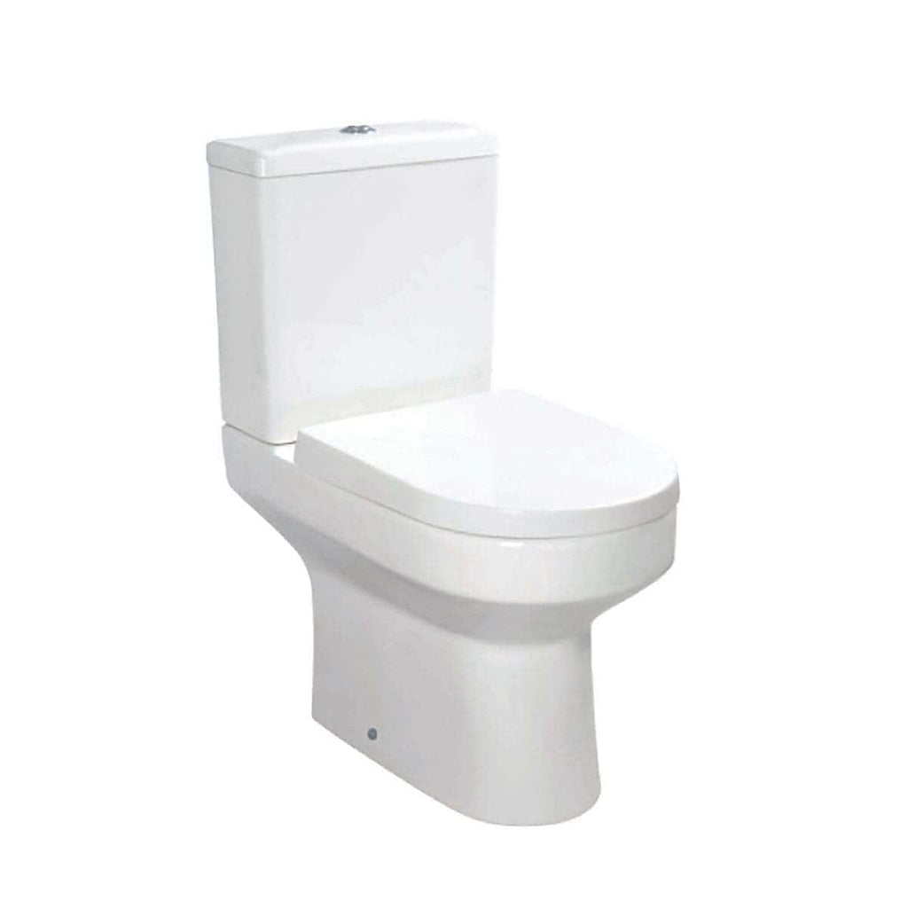 Sleek white modern toilet from Bubly Bathrooms, designed for contemporary bathroom spaces with efficient water use and easy cleaning features.