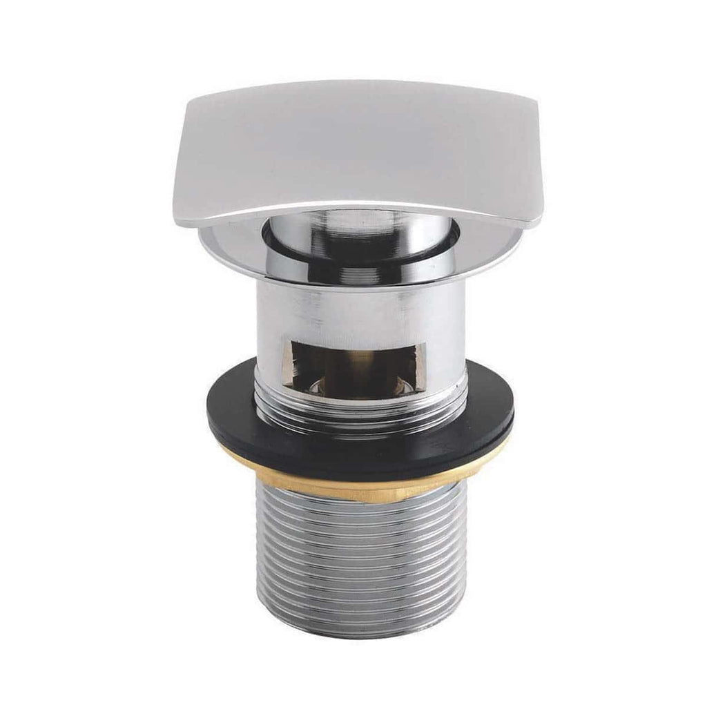 Chrome bathroom sink drain assembly with overflow cover and rubber seal – durable, high-quality bathroom plumbing hardware for seamless installation.