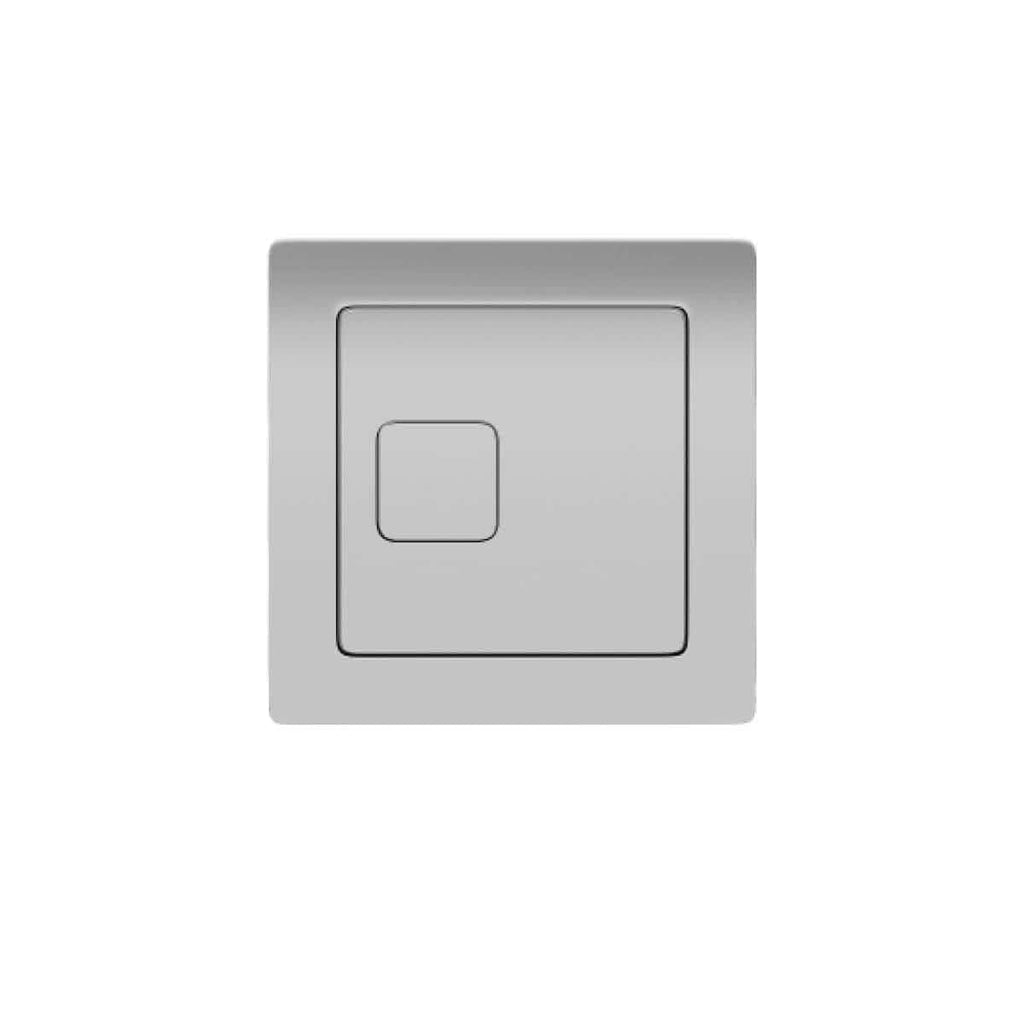 Modern silver bathroom light switch with sleek square design, ideal for contemporary bathroom decor and lighting control. Durable and stylish switch for bathroom lighting.