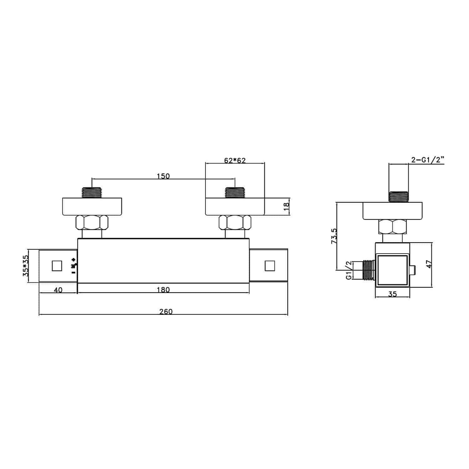 High-quality technical drawing of Bubly Bathrooms plumbing fittings, showing detailed measurements and connectors for bathroom installations. Designed for precision and durability in plumbing setup.