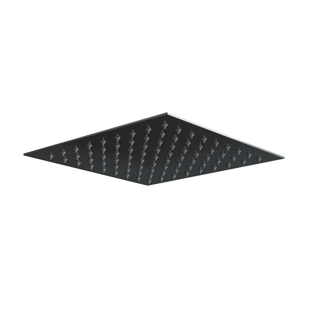 Sleek black square rainfall shower head with multiple nozzles for a luxurious shower experience, ideal for modern bathrooms. Perfect for upgrading your bathroom with high-quality shower fixtures.