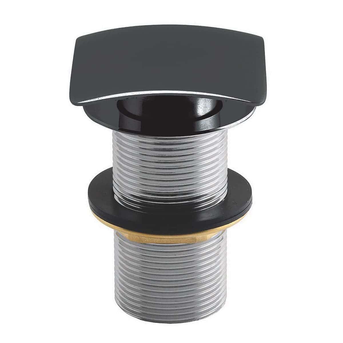 High-quality black and silver bathroom sink pop-up drain assembly, perfect for modern bathroom installations and plumbing upgrades. Durable materials ensure long-lasting performance.