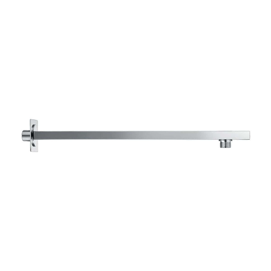 Stainless steel shower arm for modern bathroom fixtures, compatible with wall-mounted showers and fittings. Durable, sleek design ideal for contemporary Bubly Bathrooms.