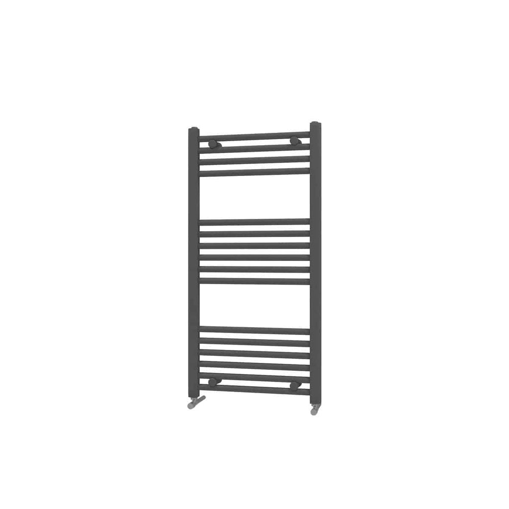 Slate grey heated towel rail by Bubly Bathrooms for luxury bathroom heating solutions. Modern design, adjustable bars, and easy wall mounting for a chic, functional bathroom decor.