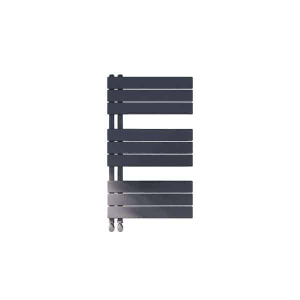 Flexible modern towel radiator in matte grey finish, ideal for contemporary bathrooms, providing stylish warmth and efficient towel drying. Perfect for adding a sleek design element to your bathroom space.