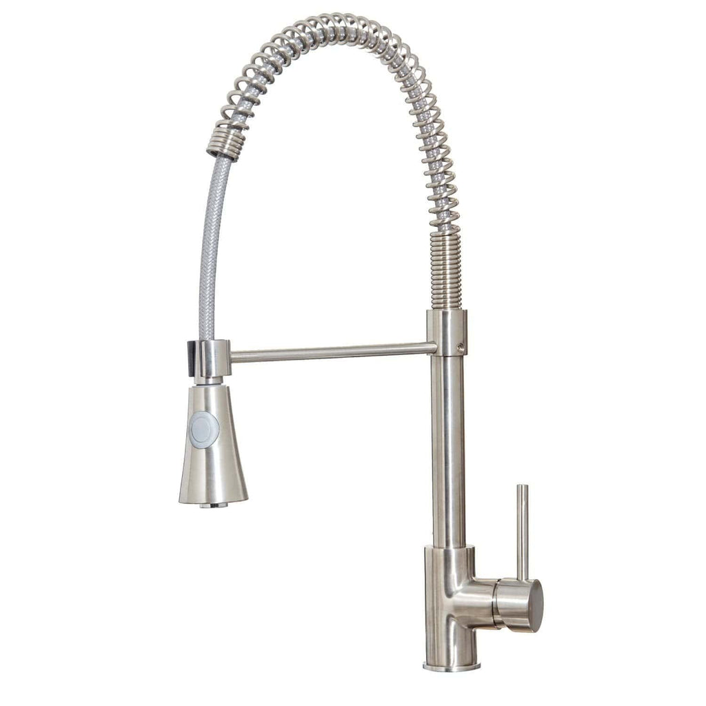 Flexible kitchen tap with pull-down spray, single lever control, stainless steel finish, and ergonomic design for modern bathroom and kitchen renovations.