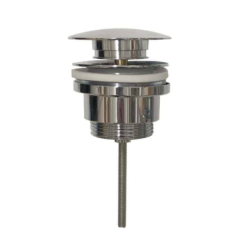 Shower drain assembly with chrome finish and adjustable height for modern bathroom installation.