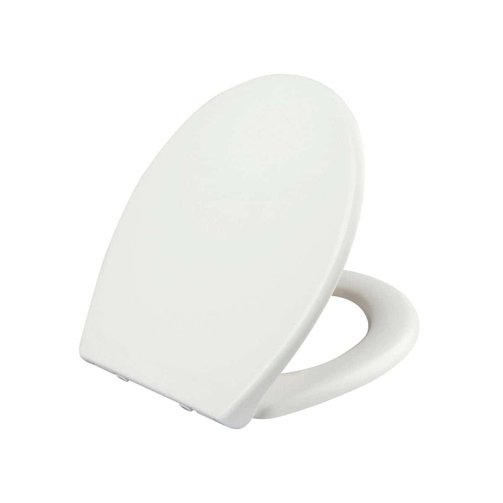 Gentle white bathroom toilet seat with soft-close lid, crafted for comfort and hygiene, ideal for modern bathroom decor and easy to clean.