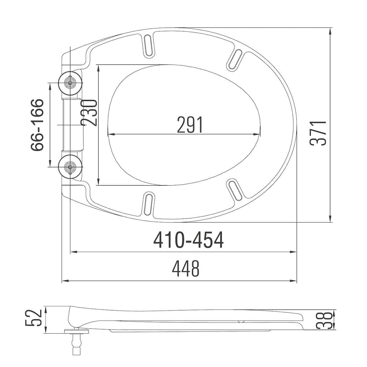 Clean, modern bafroom toilet seat with precise dimensions, ergonomic design, and adjustable fitting for comfortable use and installation, perfect for contemporary bathroom renovations.