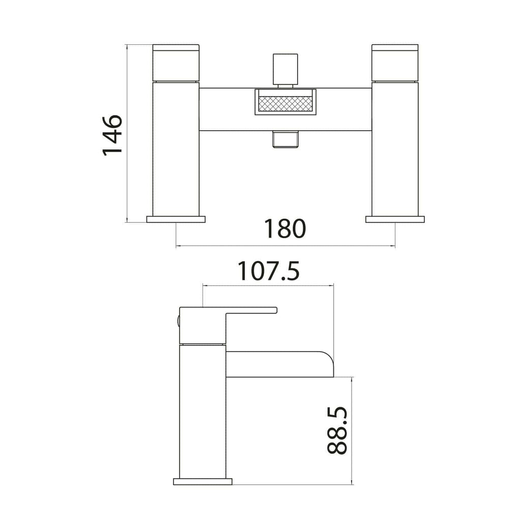Precision bathroom tap technical drawing with detailed measurements for modern bathroom fixtures. Ideal for bathroom renovation plans and plumbing design.