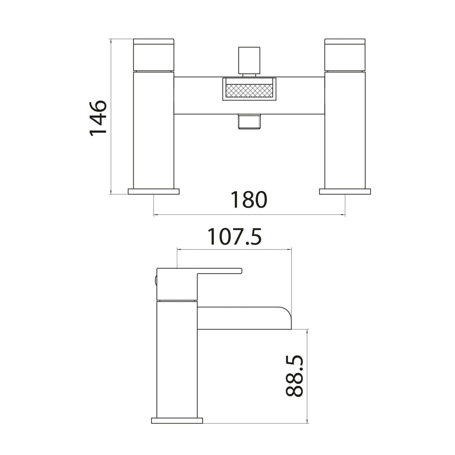 Precision bathroom tap technical drawing with detailed measurements for modern bathroom fixtures. Ideal for bathroom renovation plans and plumbing design.