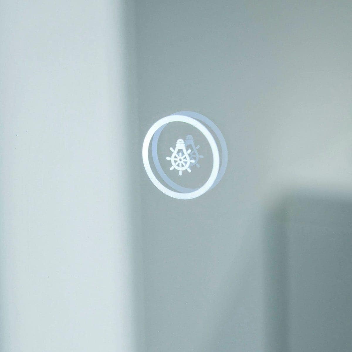 Futuristic light-up bathroom fixture with nightlight display.