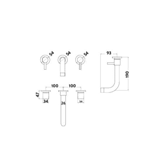 Chrome towel rail with detailed technical drawing and measurements for bathroom installati...