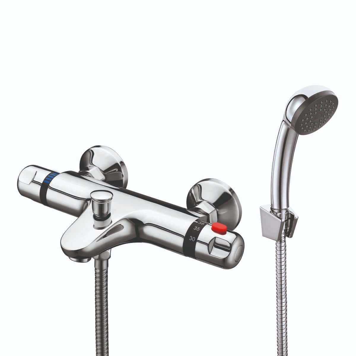 Modern Chrome Shower Mixer Tap with Handheld Spray, Durable and Easy to Use for Bathroom Renovation and Plumbing Accessories.