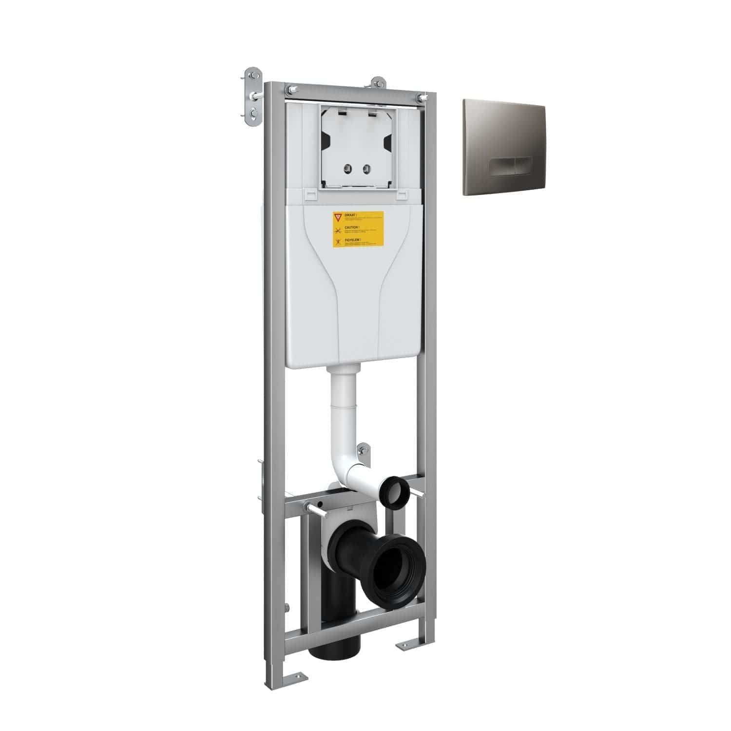 Sealed toilet concealed cistern installation frame with flush plate, perfect for modern bathroom renovations. Durable metal frame with high-quality water-saving flush mechanism for concealed toilet systems.