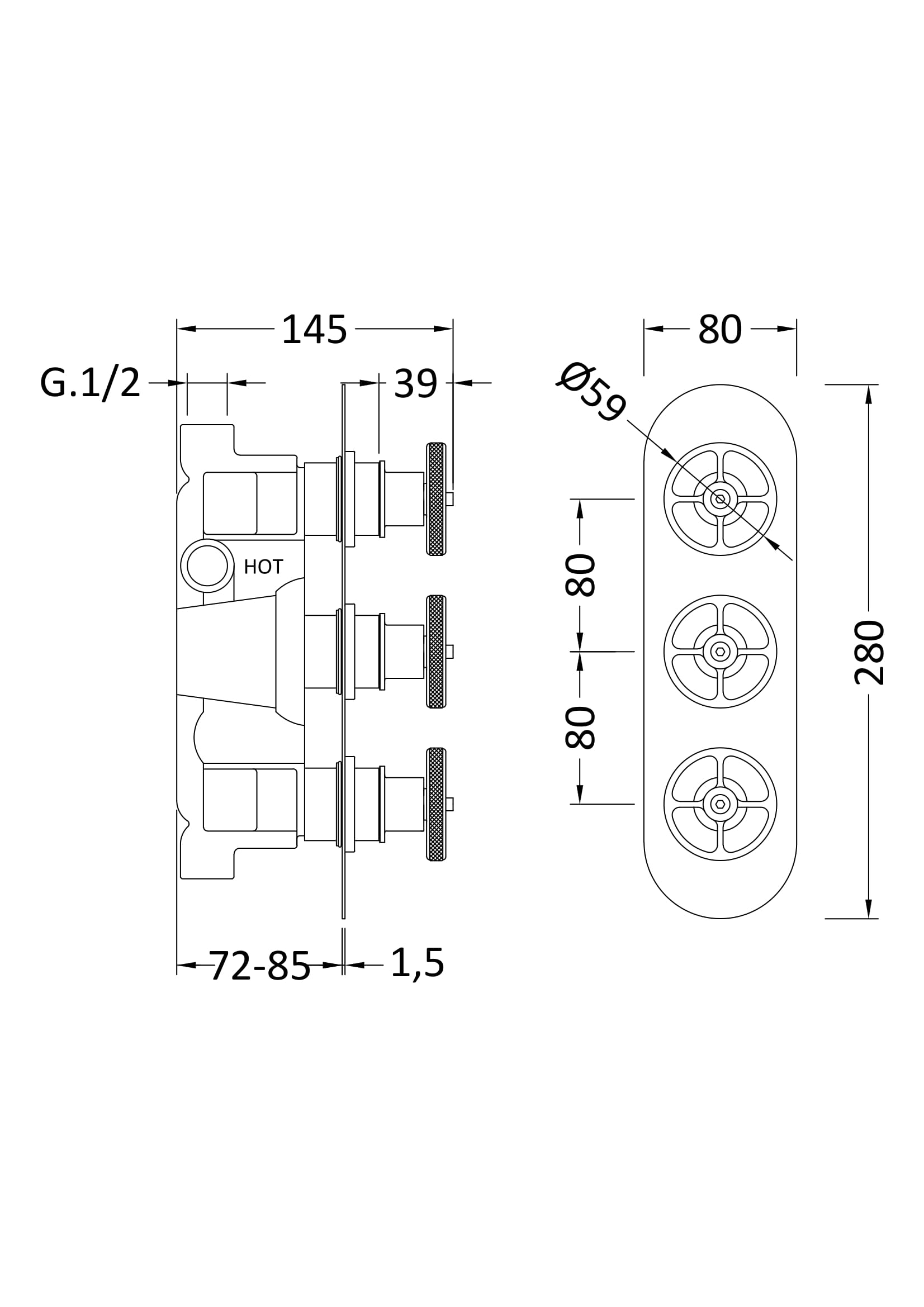 High-quality technical diagram of Bubly Bathrooms plumbing fixture, showing detailed measurements and installation specifications for bathroom fittings, ensuring precise installation and compliance with standards.