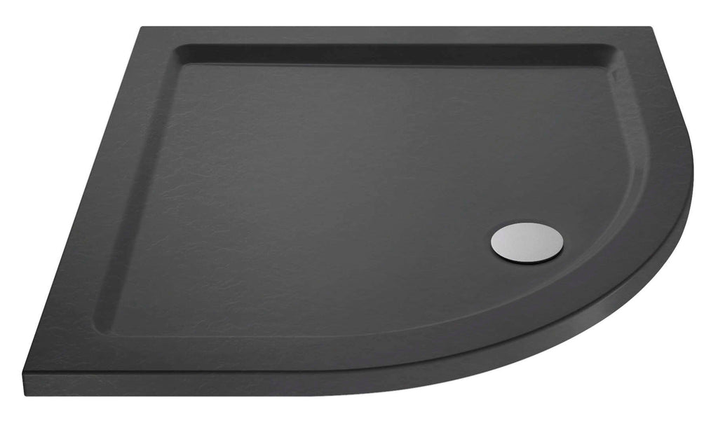 Sleek black bathroom shower tray with a minimalist design, perfect for modern-inspired bathrooms and shower enclosures. Durable, easy to clean, and stylish for a contemporary bathroom upgrade.