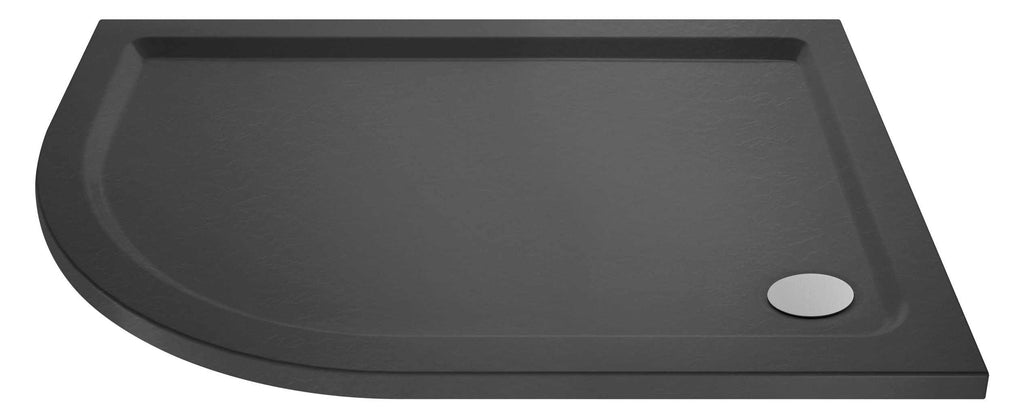 Sleek black shower tray with modern design, ideal for contemporary bathrooms and efficient water drainage. Perfect for adding a stylish touch to your bathroom renovation.