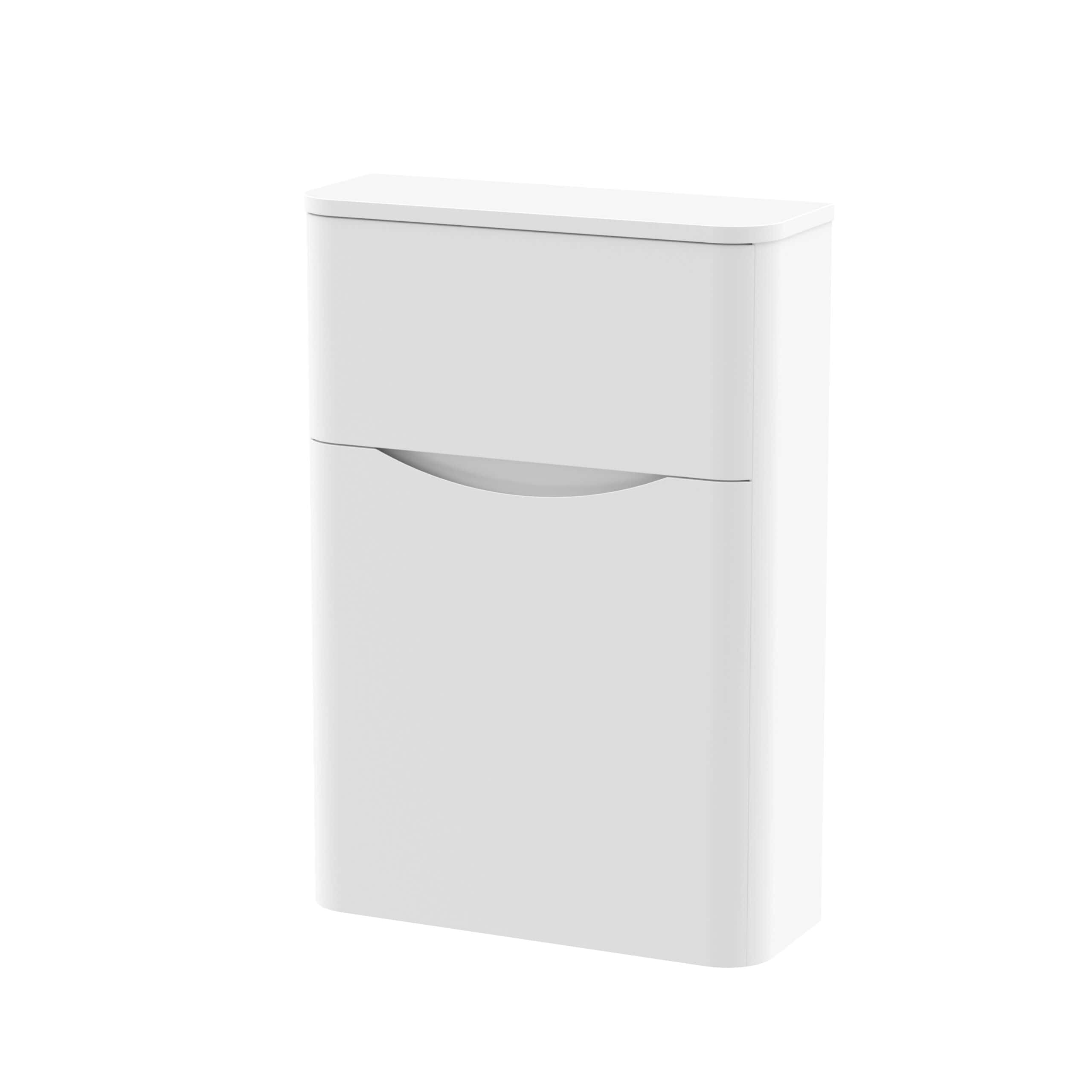 White modern bathroom cabinet with two drawers for sleek bathroom storage solutions.