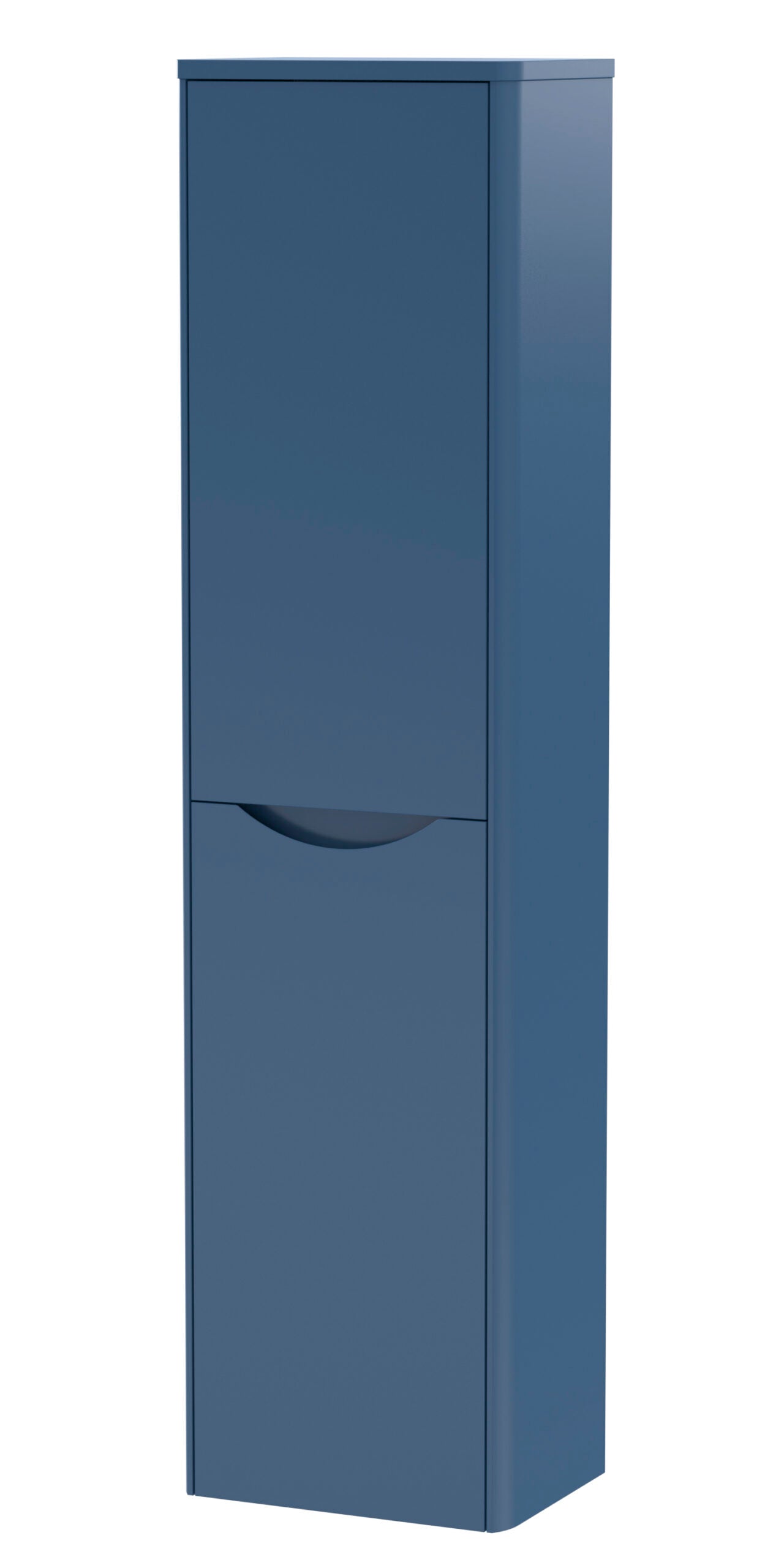 Blue bathroom storage cabinet with sleek modern design, ideal for bathroom organisation and space-saving solutions. Durable, stylish, perfect for contemporary bathroom decor.