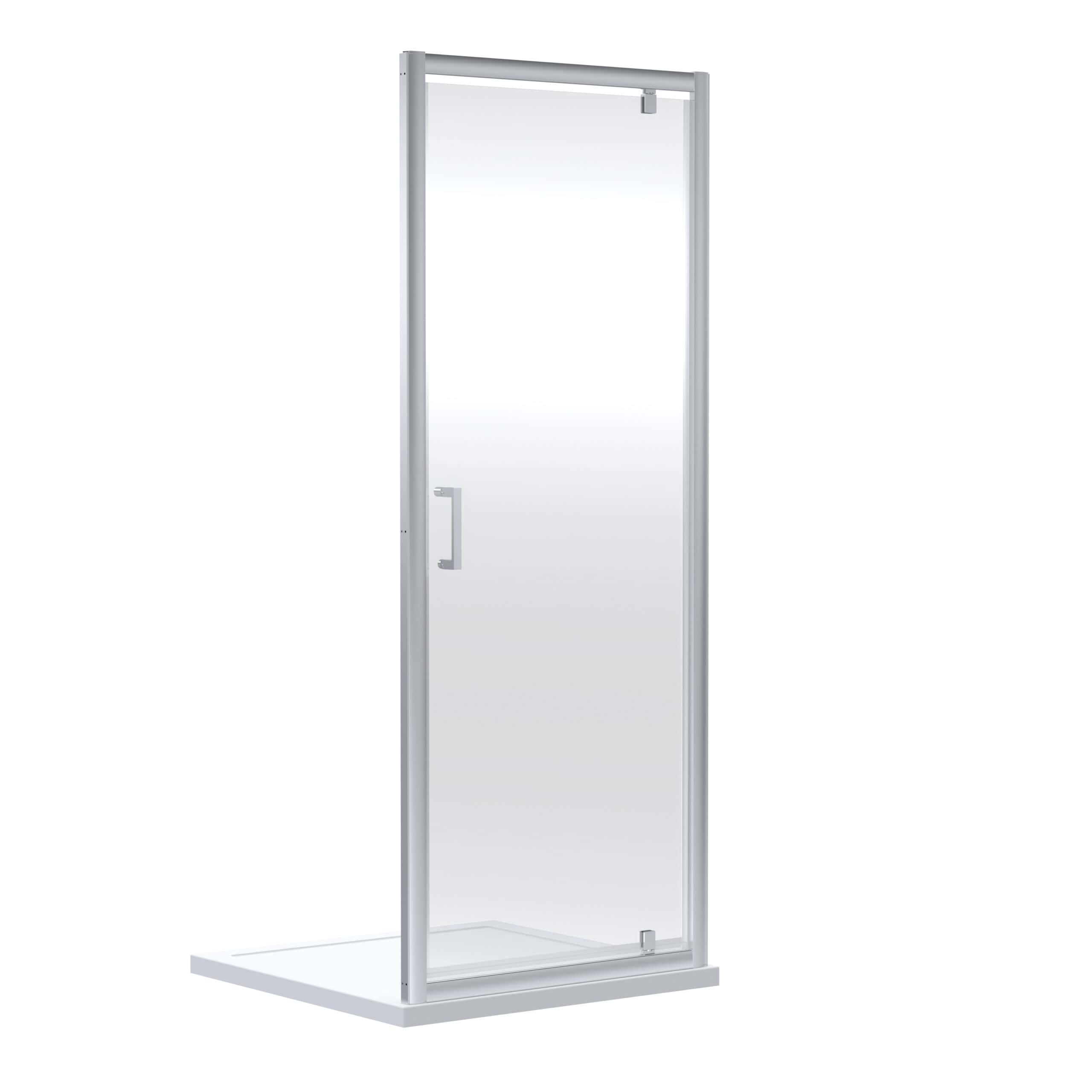 Clear glass shower enclosure with aluminium framing, perfect for modern bathrooms, offering a sleek showering space and easy access. Ideal for bathroom renovations or upgrades.