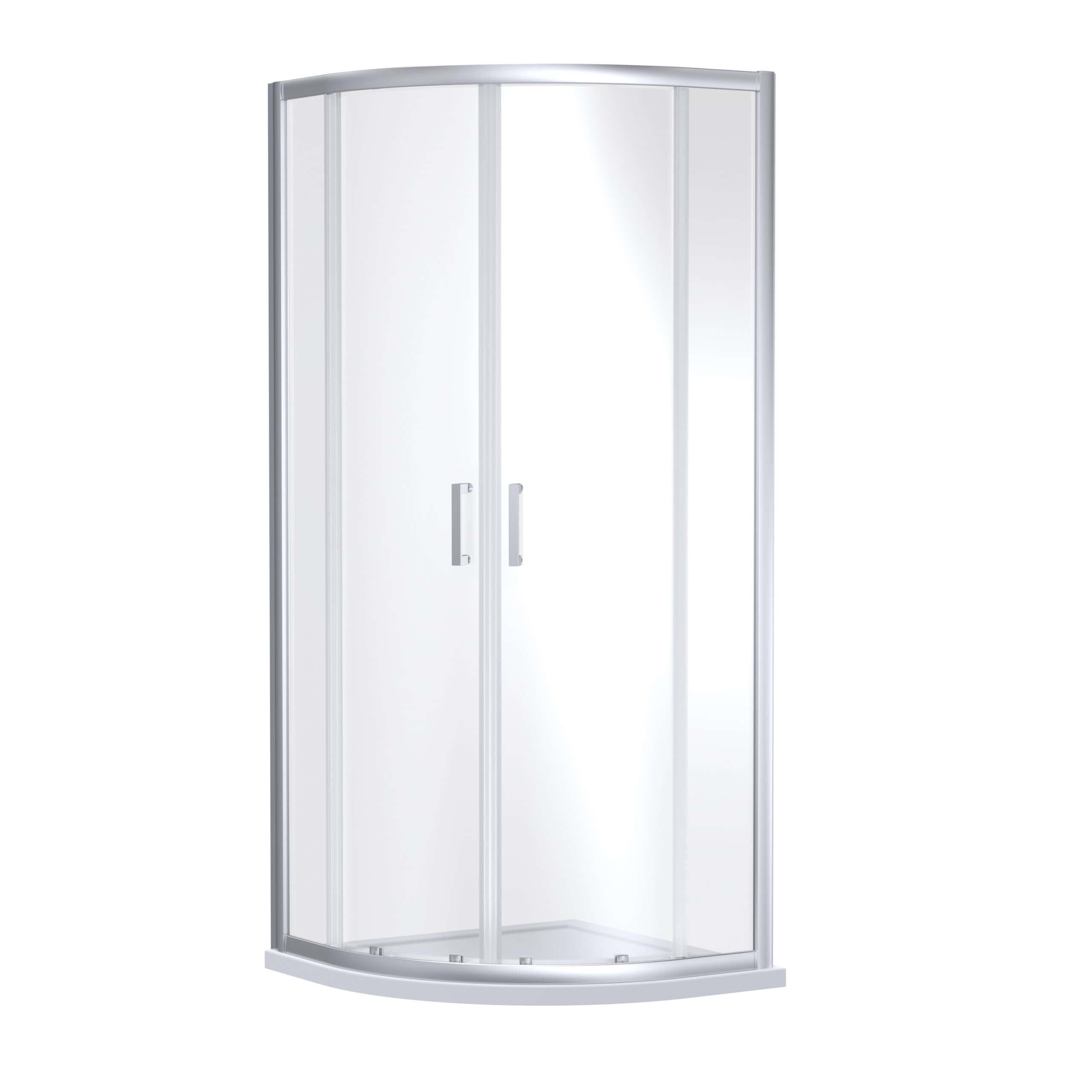 Sleek white quadrant shower enclosure with sliding glass doors, ideal for modern bathrooms, providing both style and functionality for a luxurious shower experience.