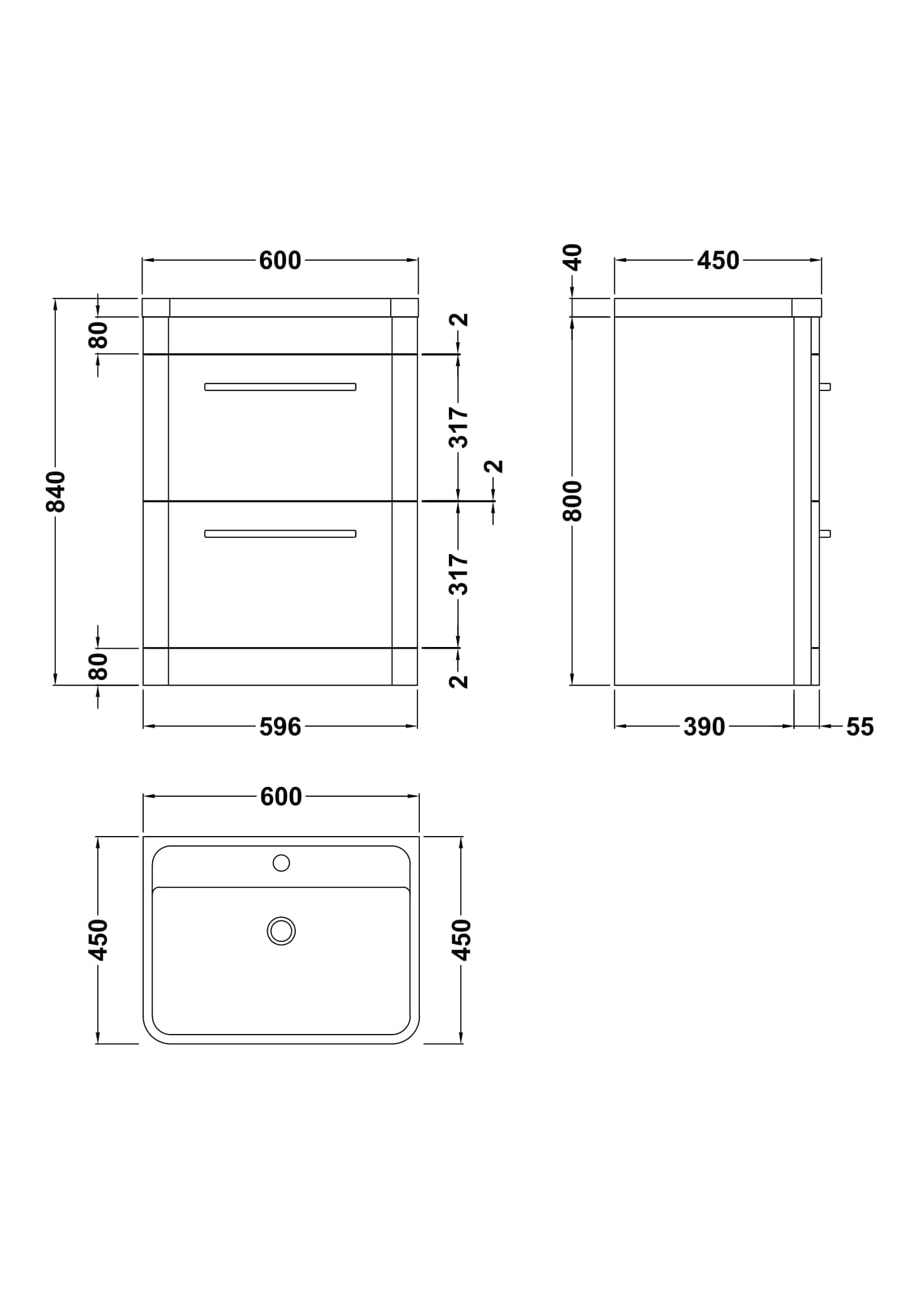High-quality bathroom vanity unit with modern design, detailed technical dimensions, and ample storage space for stylish Bubly Bathrooms installations.