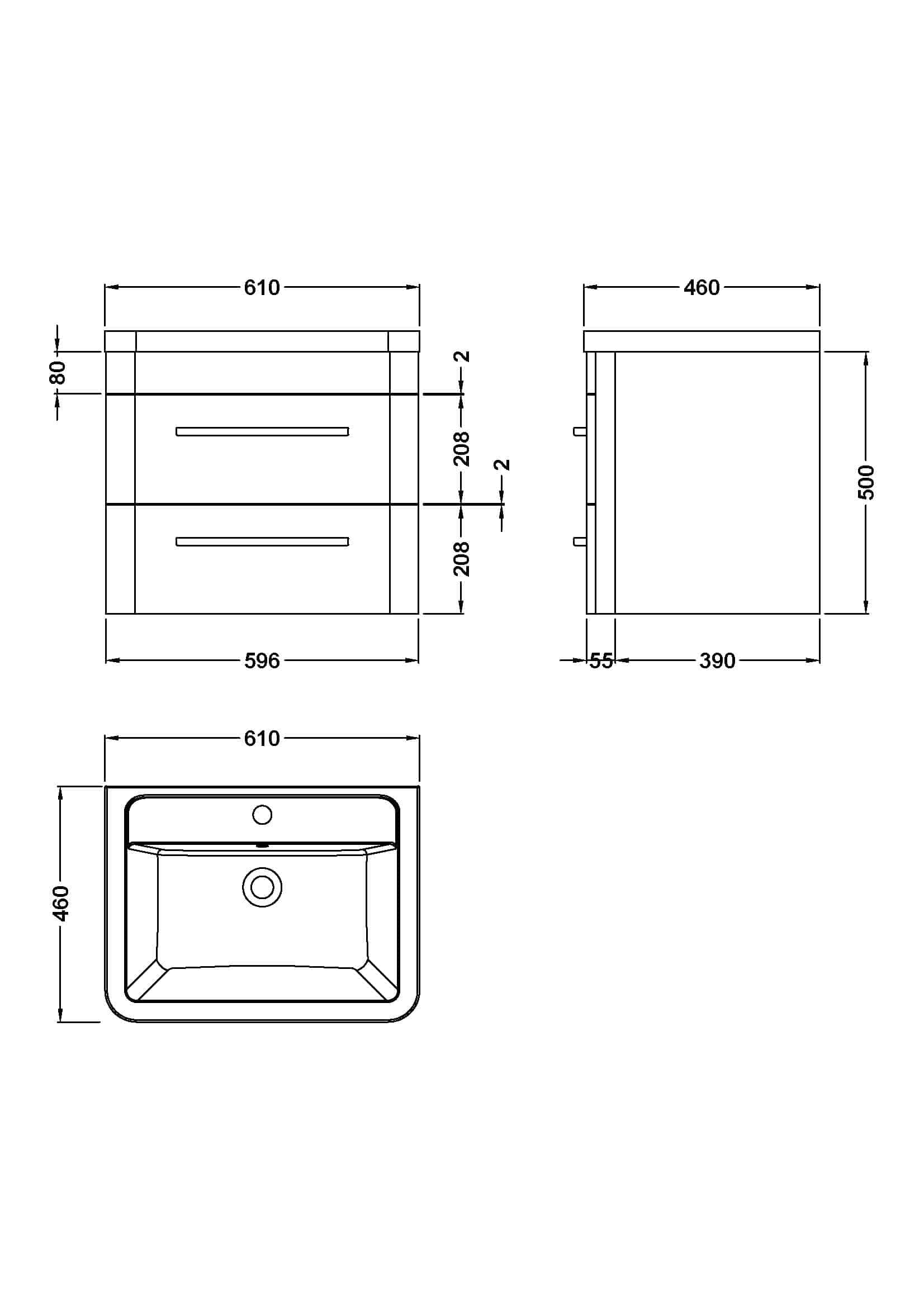 Sleek modern bathroom vanity with two drawers, designed for optimal storage and style in contemporary bathrooms. Perfect for organising toiletries and enhancing bedroom or bathroom decor.