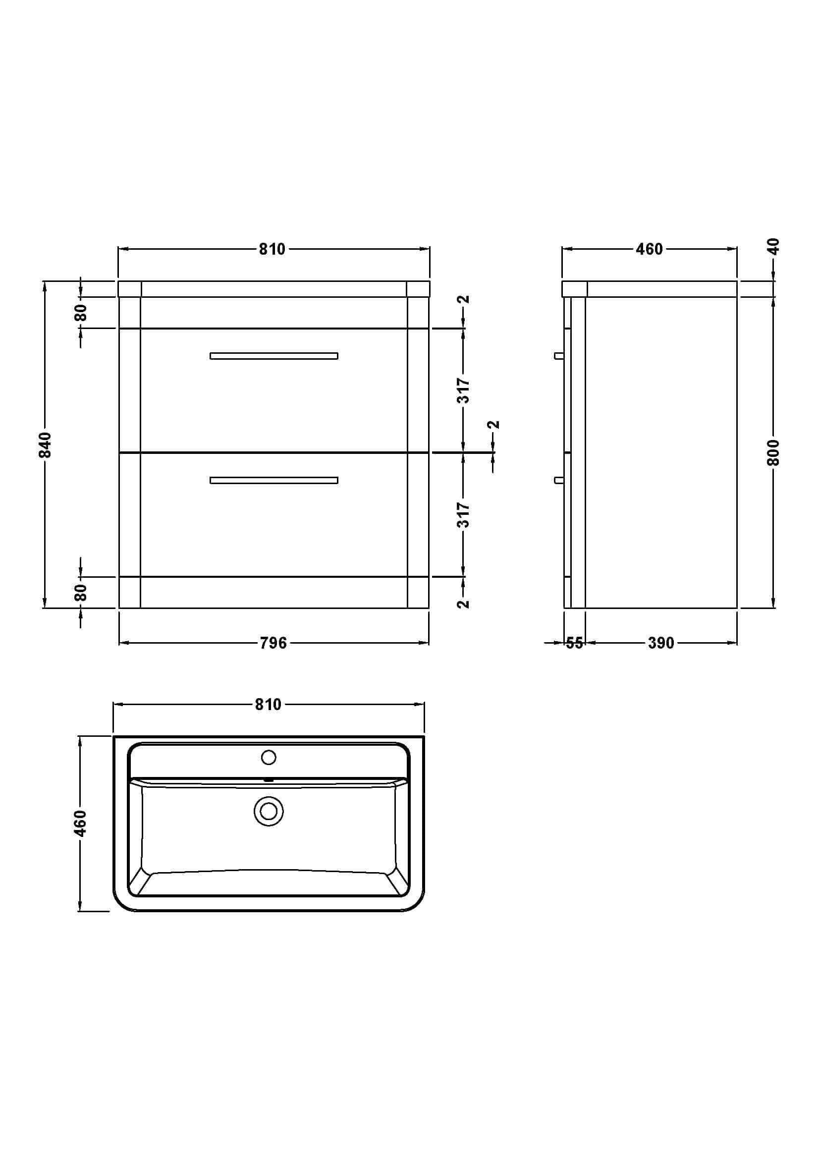 Sleek modern bathroom vanity unit with integrated sink, ideal for contemporary Bubly Bathrooms designs, featuring ample storage and precise measurements for perfect fit.