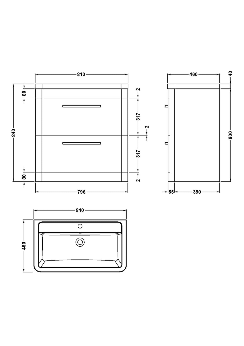 Sleek modern bathroom vanity unit with integrated sink, ideal for contemporary Bubly Bathrooms designs, featuring ample storage and precise measurements for perfect fit.