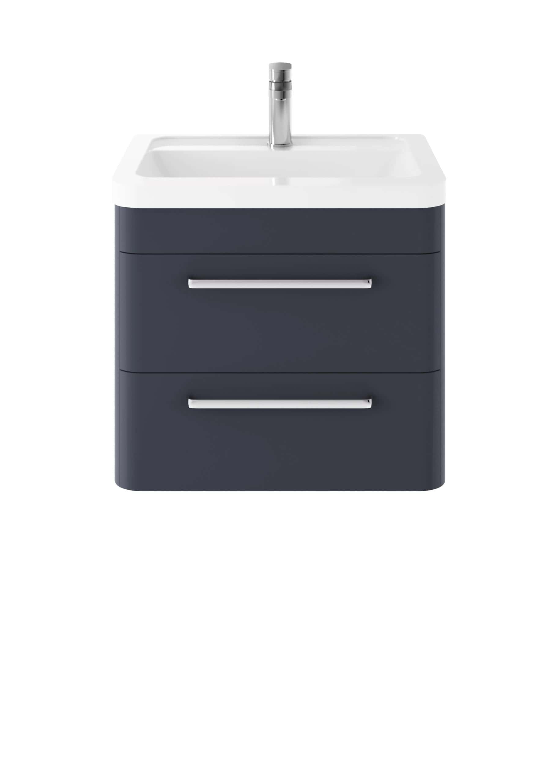 Black bathroom vanity with a built-in white ceramic sink and modern chrome faucet for contemporary bathroom design.