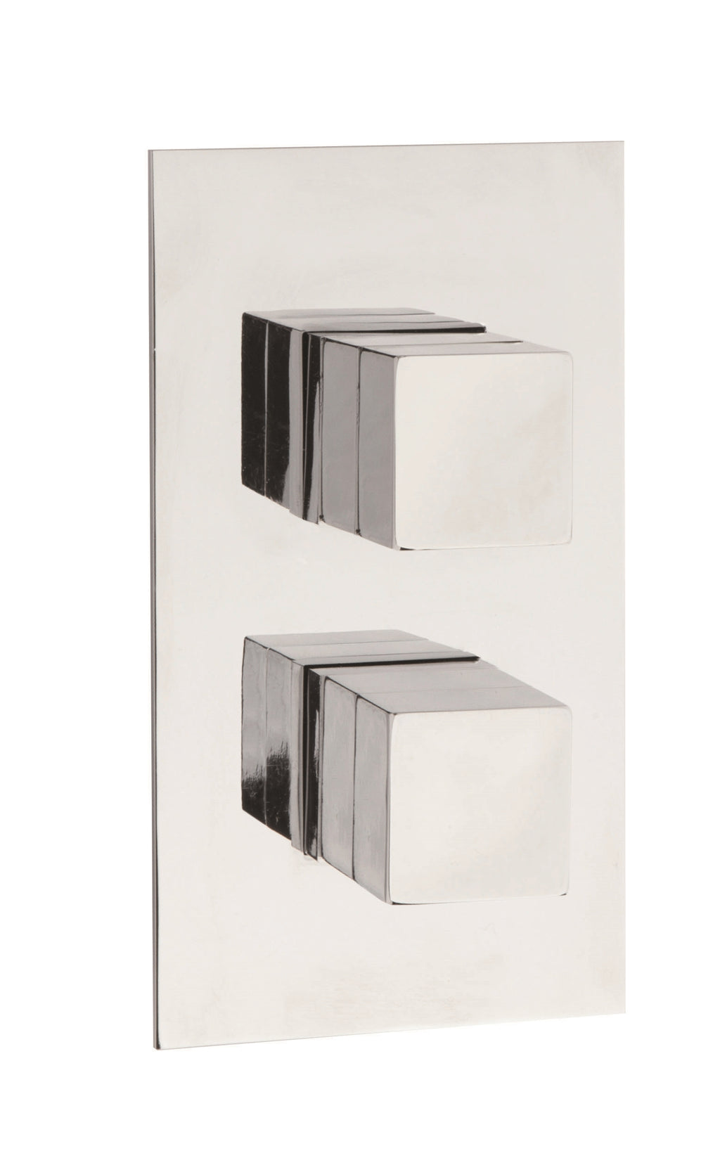 Polished chrome dual flush toilet flush buttons for modern bathroom design.