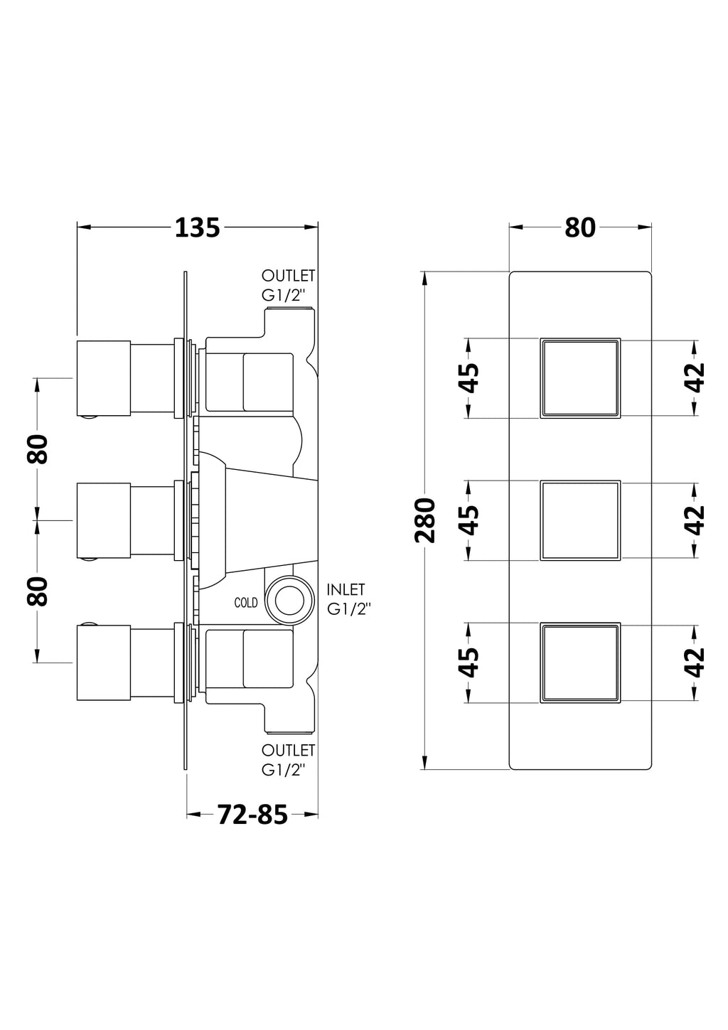 High-quality bathroom plumbing diagram showcasing fittings for Bubly Bathrooms, emphasising modern bathroom fixtures, technical measurements, and professional installation details for optimal bathroom design.