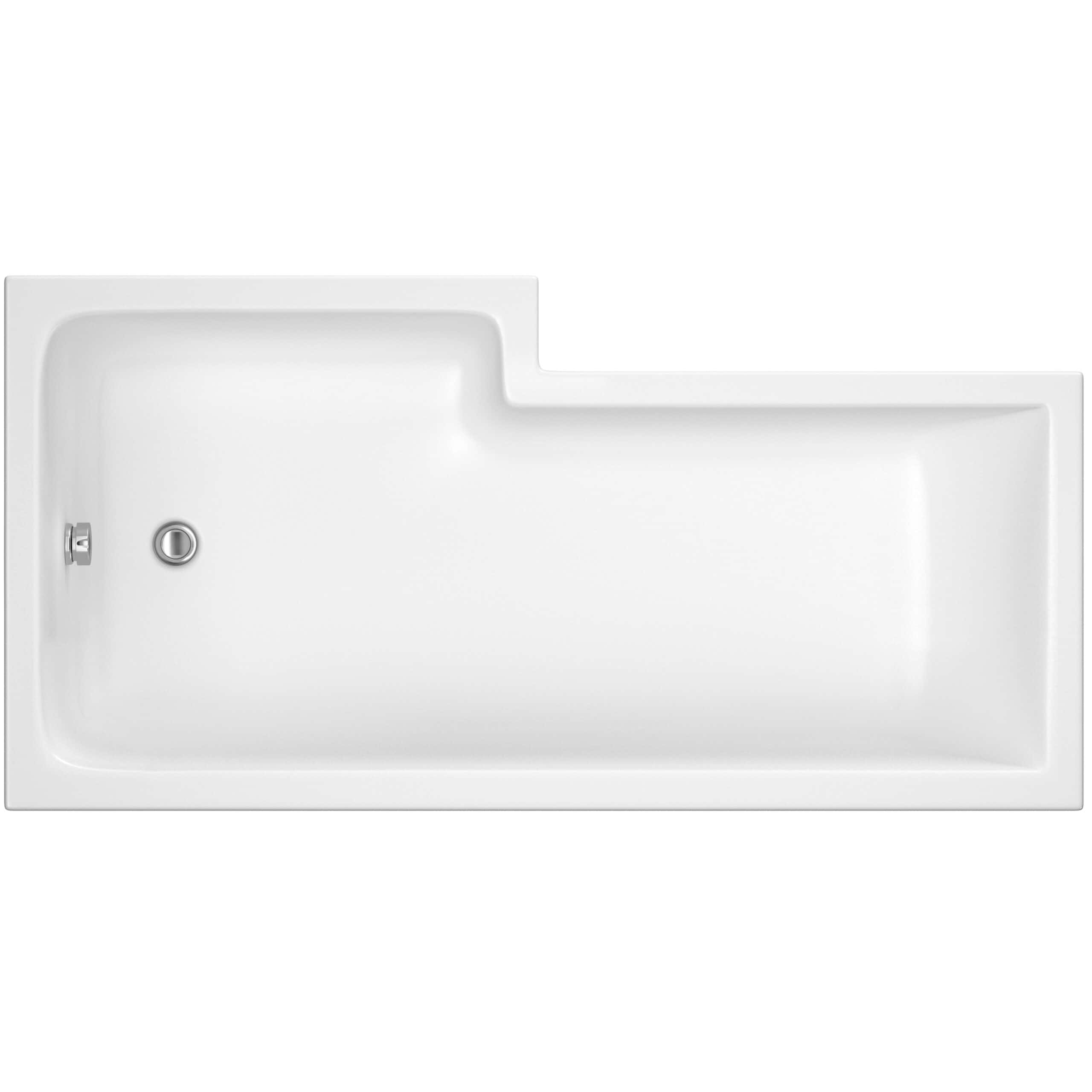 Duravit straight-edge white acrylic bathtub with integrated backrest and centre waste for modern bathroom styling.