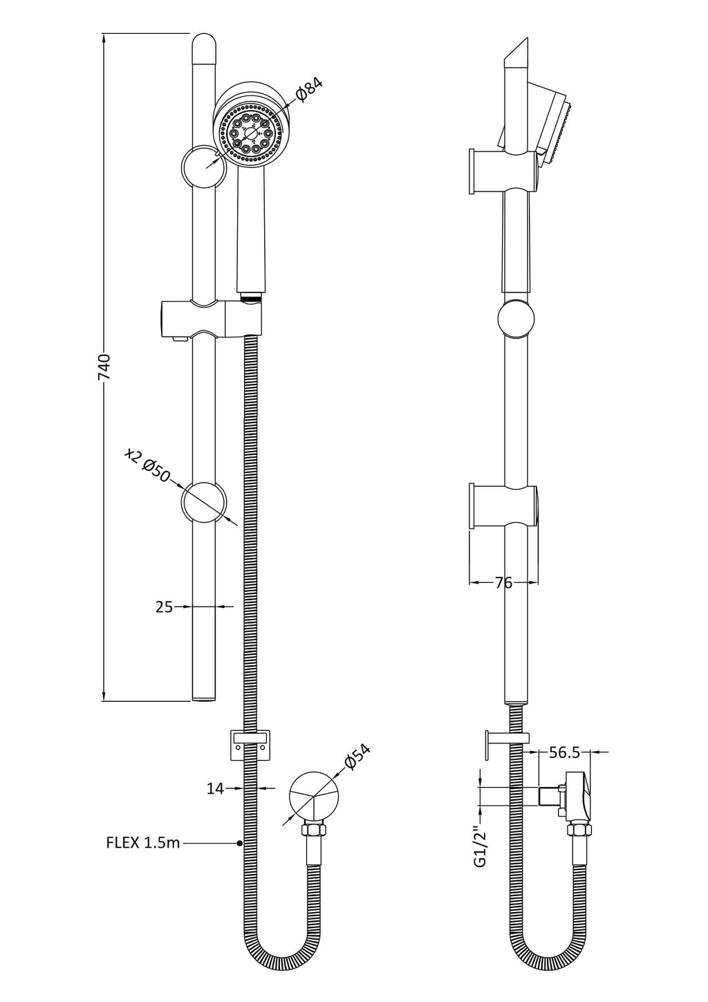 Flexible handheld shower head and rail system with adjustable height and modern design, ideal for luxury bathroom installations. Perfect for accessible and stylish bathroom upgrades.