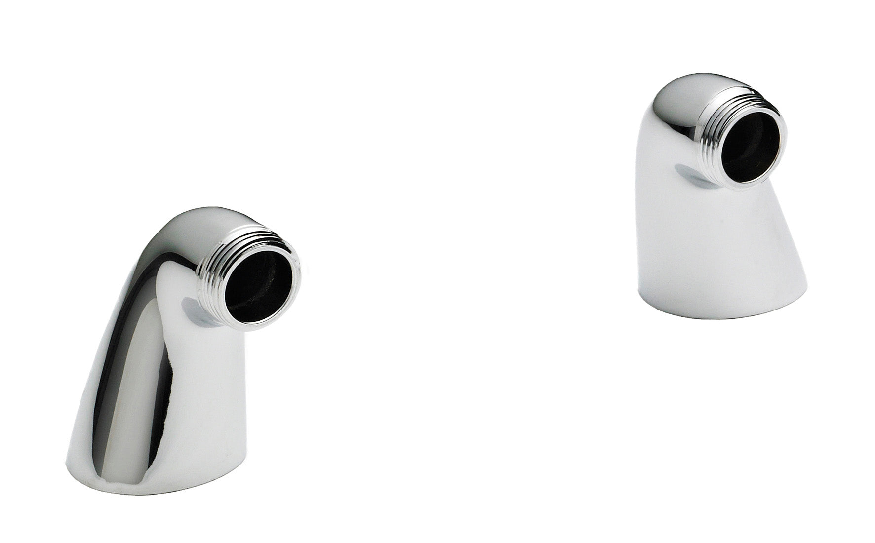 Brushed chrome bathroom tap spouts, contemporary bathroom fixtures, modern chrome basin outlets.