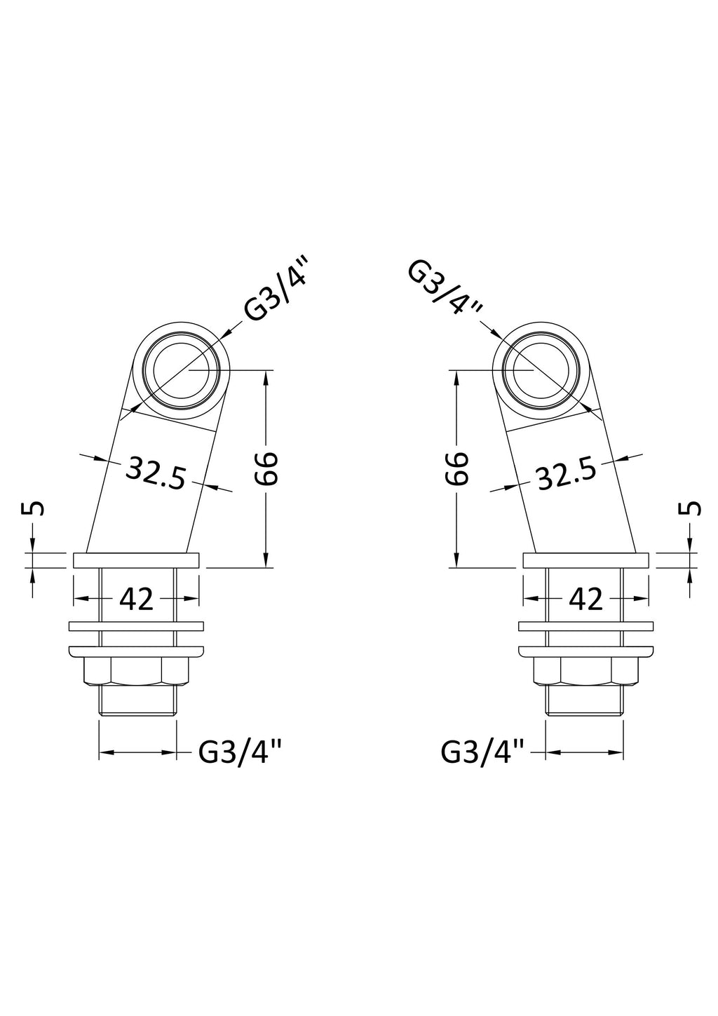High-quality bathroom fixture technical drawing with dimensions for Bubly Bathrooms kitchen or bathroom tap fittings. Ideal for plumbing and bathroom installation guides.