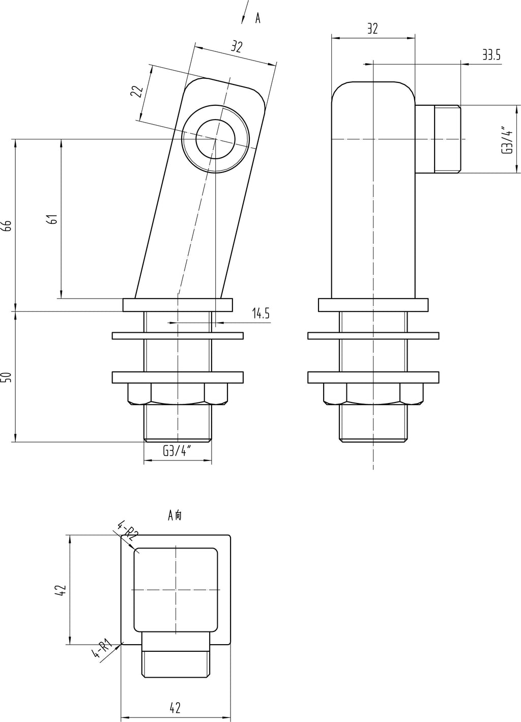 High-quality bathroom drain cover technical drawing with detailed measurements for plumbing installation.