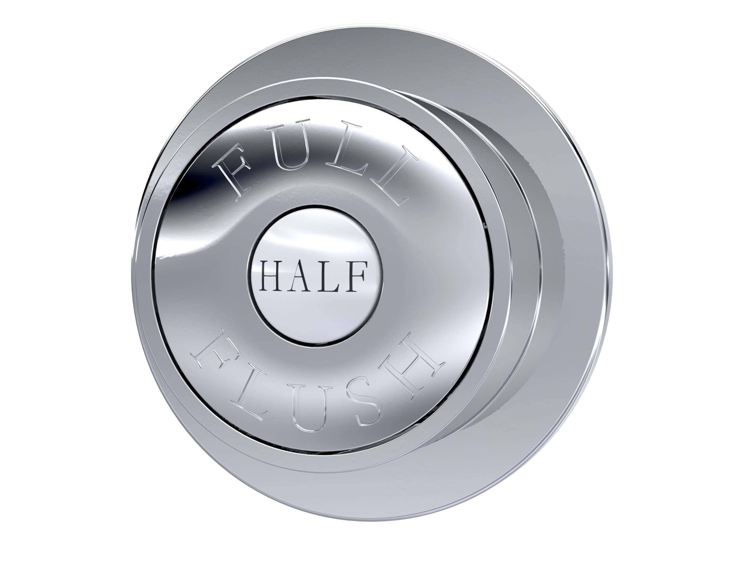 Shower drain cover with "Full", "Half", "Fun" engraved, chrome finish bathroom accessory, modern plumbing hardware for stylish bathroom decor.