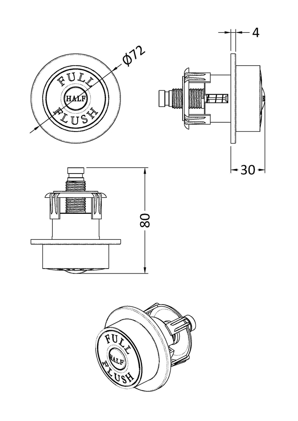 High-quality bathroom push button flush mechanism, durable and easy to install, designed for efficient bathroom flushing systems. Suitable for modern Bubly bathroom fixtures and toilets.