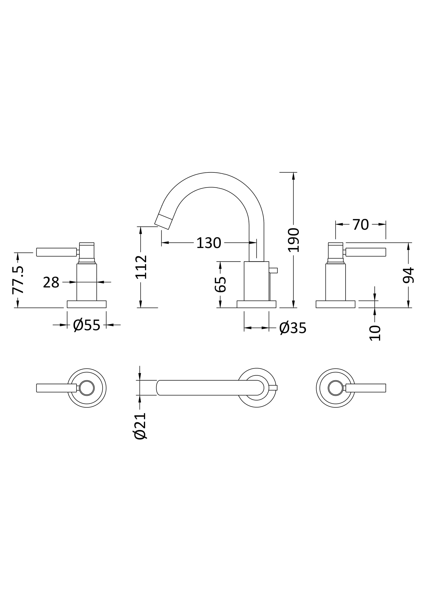 Brighton Bathroom Mixer Tap, modern design with detailed technical measurements, ideal for contemporary Bubly bathrooms and water fixtures in UK homes.