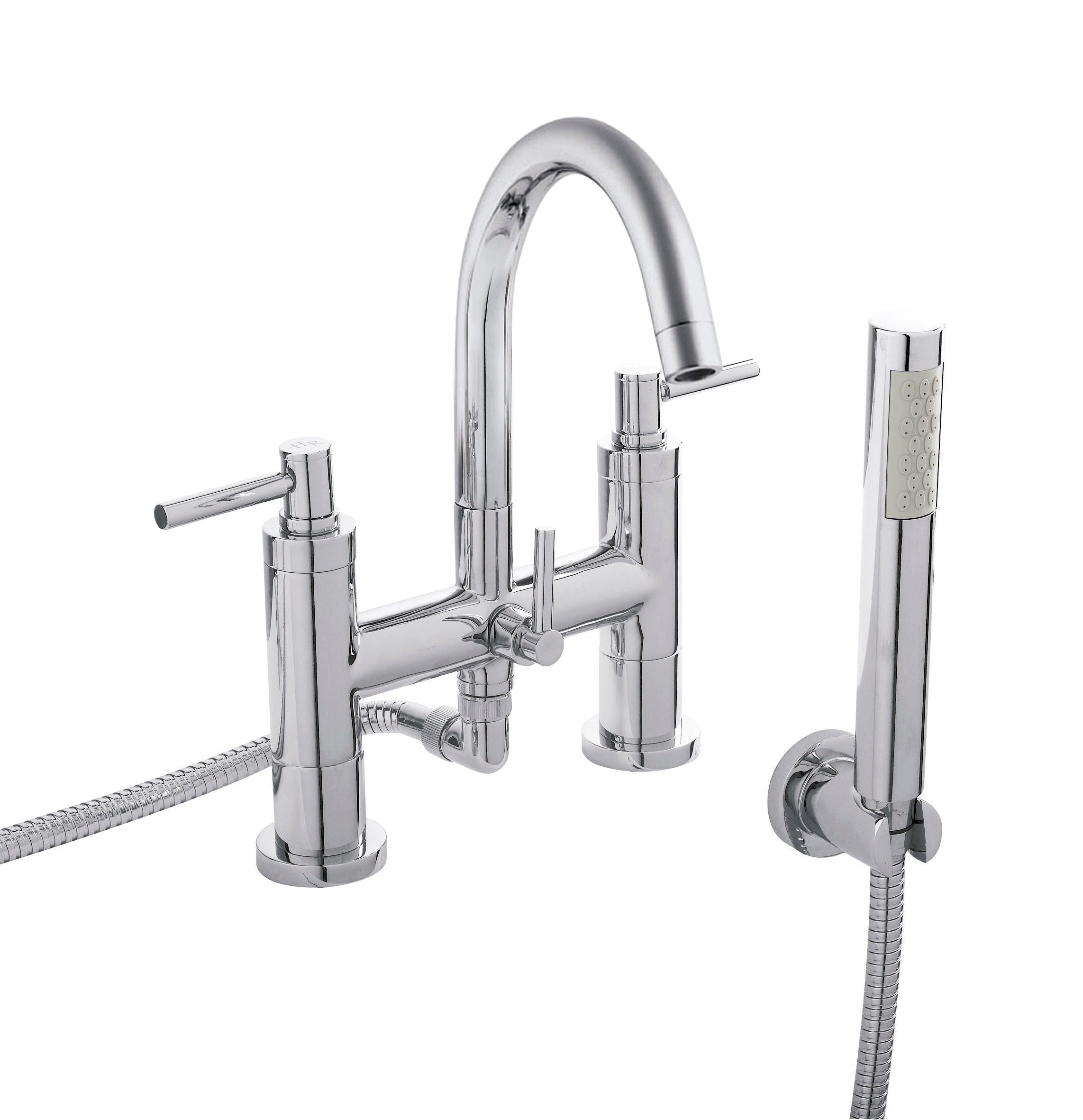 Modern chrome kitchen mixer tap with side-mounted handles and pull-out spray head for versatile functionality. Suitable for contemporary bathroom or kitchen renovation projects.