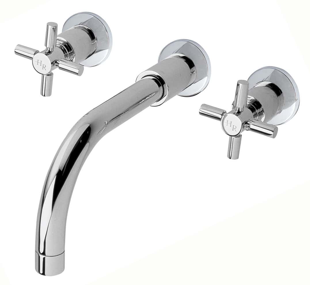 Chrome bathroom sink tap with cross handle controls, ideal for modern bathroom renovations and refurbishments.
