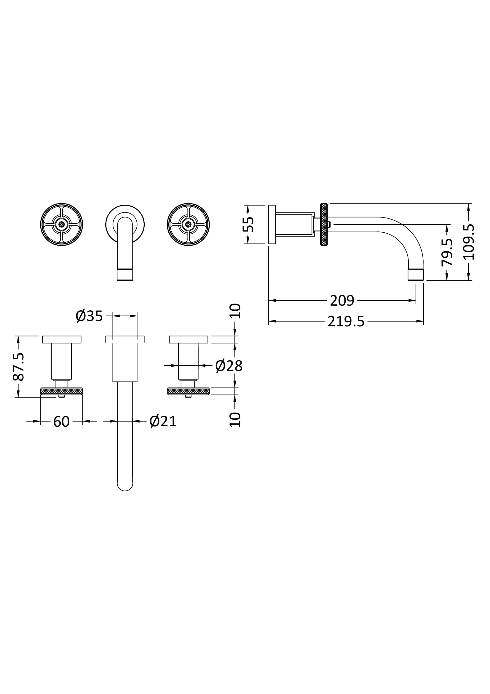 High-quality bathroom tap with detailed technical drawing, including dimensions and installation specifications for modern bathroom design. Perfect for plumbing and bathroom renovation projects.