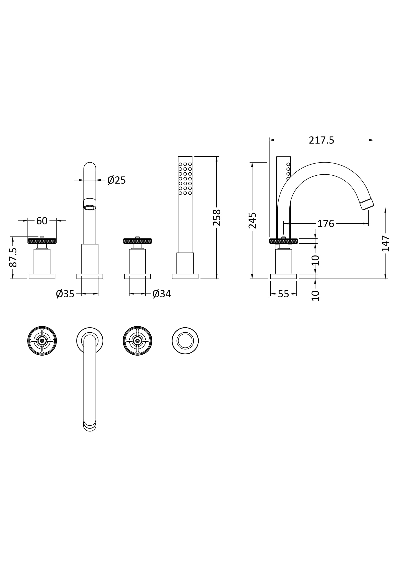 Elegant modern bathroom faucet set with detailed technical dimensions, perfect for luxurious Bubly bathroom designs, featuring stylish fixtures and elegant design for sophisticated bathrooms.