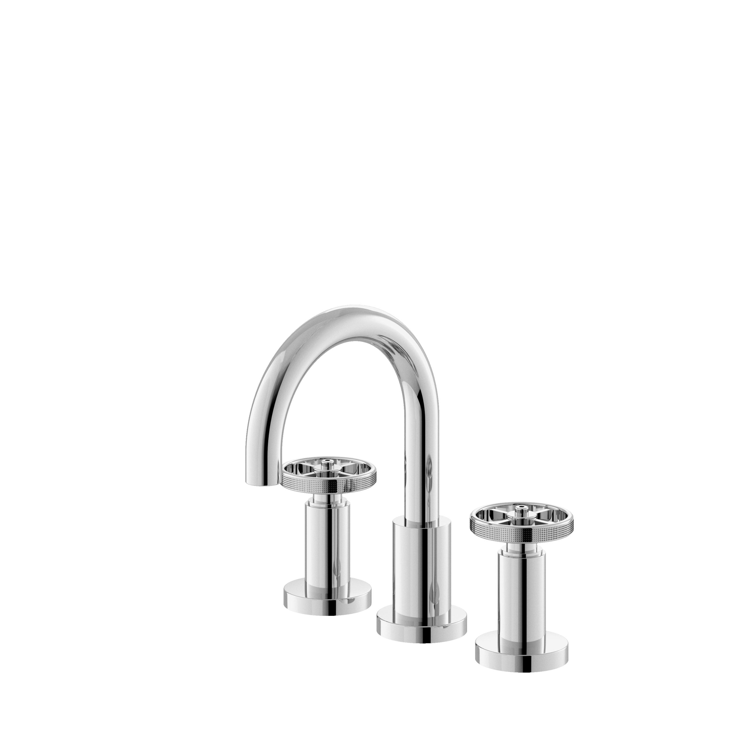Sleek chrome bathroom faucet with separate handles for hot and cold water – modern design by Bubly Bathrooms.
