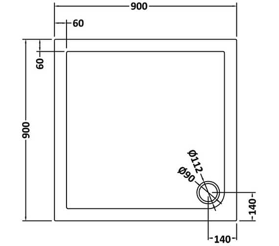 900x900mm shower tray installation dimensions for Bubly Bathrooms, showcasing high-quality bathroom fixtures and modern design. Perfect for custom shower spaces and bathroom renovations.