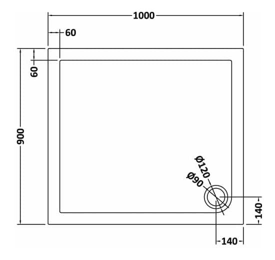 High-quality shower tray drainage with precise measurements for durable Bubly Bathrooms shower installations. Designed for modern bathroom renovations.