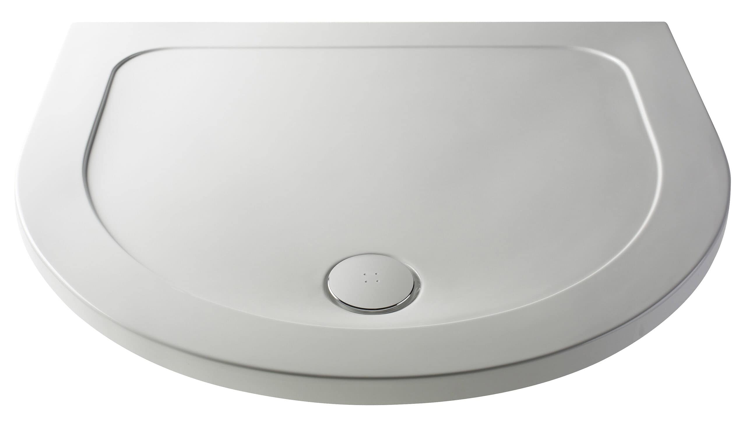 Sleek white bathroom sink with modern design and smooth curves, ideal for contemporary bathrooms, featuring a central drain cover and minimalist aesthetic.