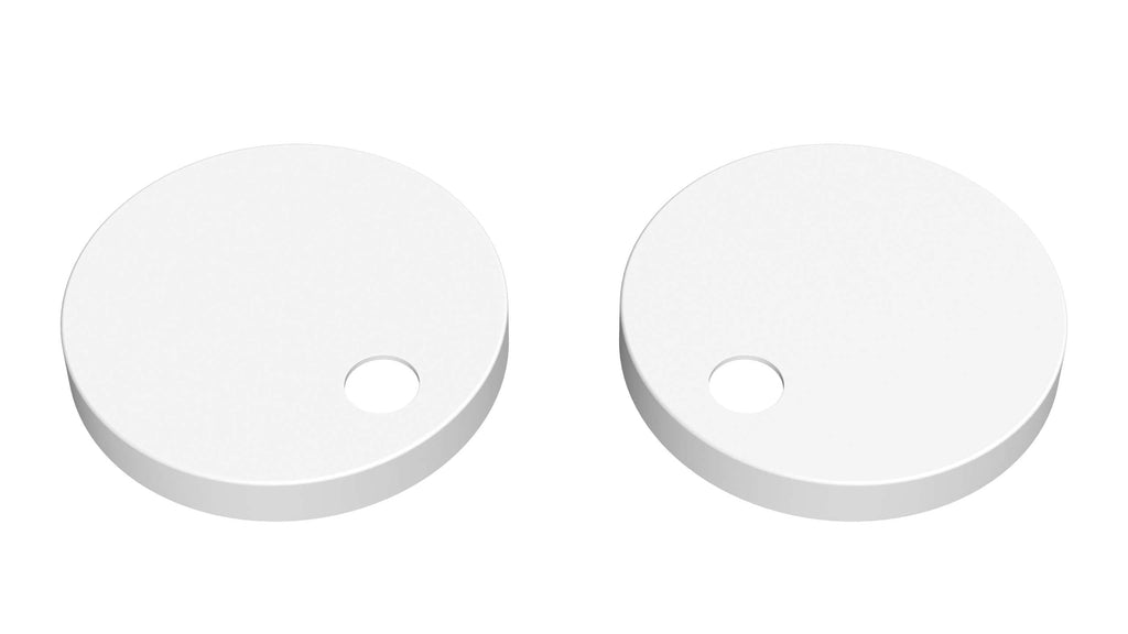 Sleek white circular bathroom sink basins with minimalist design, ideal for modern bathroom renovations, featuring a small central drain hole for efficient water flow.